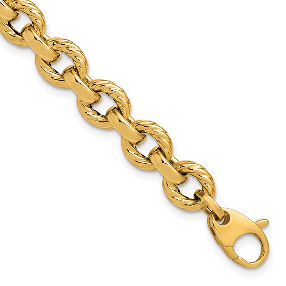 Leslie's 14K Polished and Twisted Fancy Link Bracelet