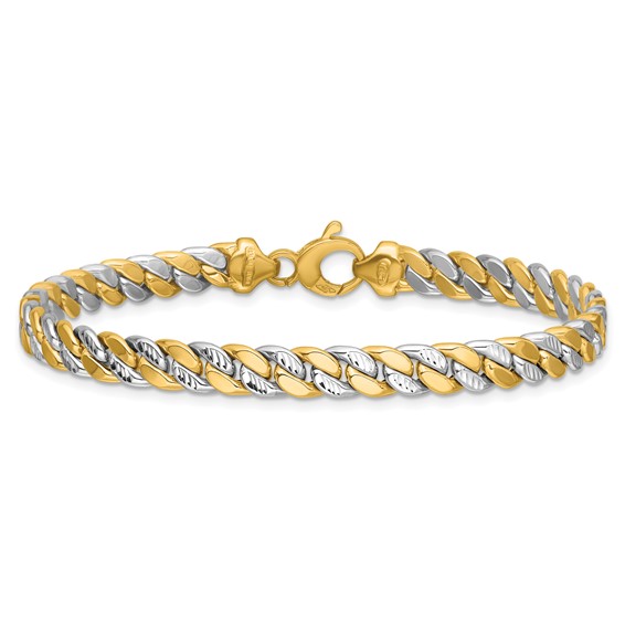 Leslie's 14K Two-tone Polished and D/C Fancy Link Bracelet