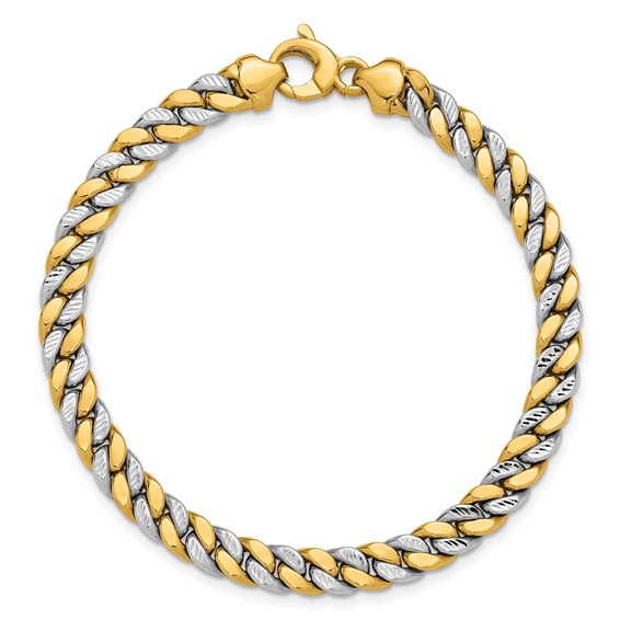 Leslie's 14K Two-tone Polished and D/C Fancy Link Bracelet