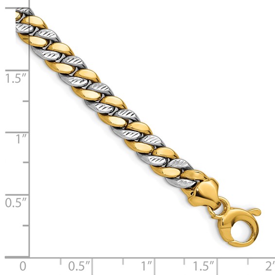 Leslie's 14K Two-tone Polished and D/C Fancy Link Bracelet