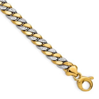Leslie's 14K Two-tone Polished and D/C Fancy Link Bracelet