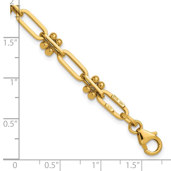 Leslie's 14K Polished and Beaded Fancy Paperclip Bracelet