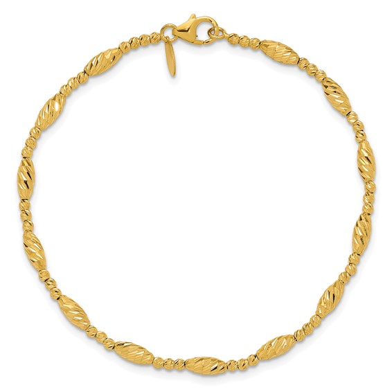 Leslie's 14K Polished and Diamond-cut Beaded Fancy Bracelet