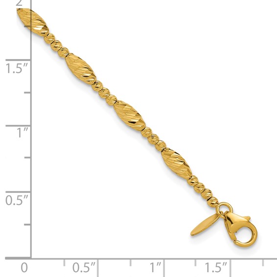 Leslie's 14K Polished and Diamond-cut Beaded Fancy Bracelet
