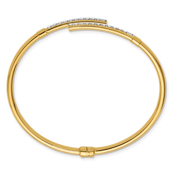 Leslie's 14K w/White Rhodium Polished Bypass Hinged Cuff Bangle