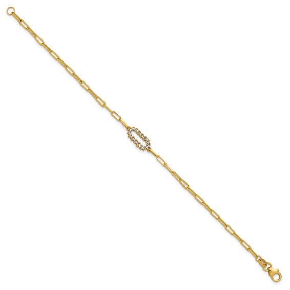 Leslie's 14K w/White Rhodium  Polished Paperclip Fancy Bracelet