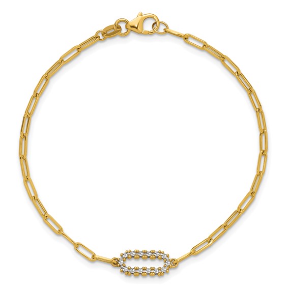 Leslie's 14K w/White Rhodium  Polished Paperclip Fancy Bracelet