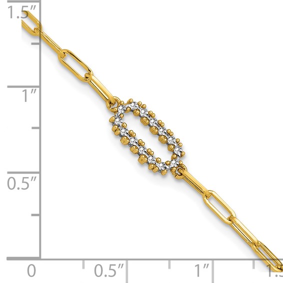 Leslie's 14K w/White Rhodium  Polished Paperclip Fancy Bracelet