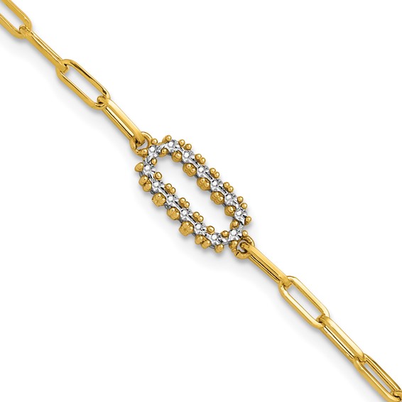 Leslie's 14K w/White Rhodium  Polished Paperclip Fancy Bracelet