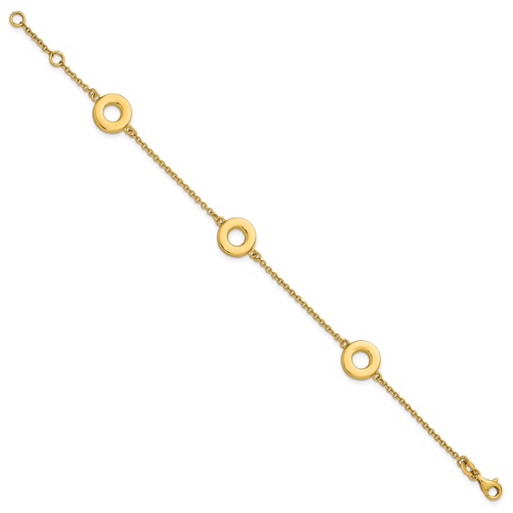 Leslie's 14K Polished Circle Station with .5in Ext. Bracelet