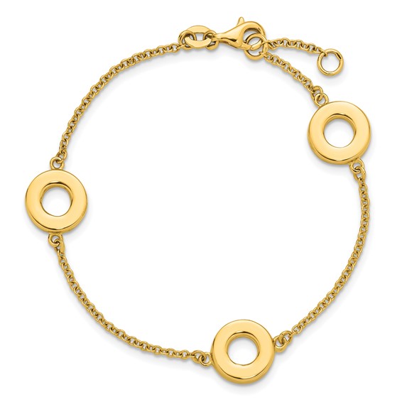 Leslie's 14K Polished Circle Station with .5in Ext. Bracelet