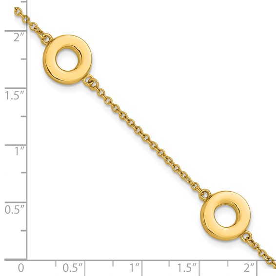 Leslie's 14K Polished Circle Station with .5in Ext. Bracelet