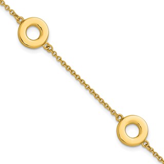 Leslie's 14K Polished Circle Station with .5in Ext. Bracelet