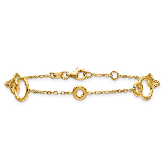 Leslie's 14K Polished Circle Station w/.5in Ext. Bracelet