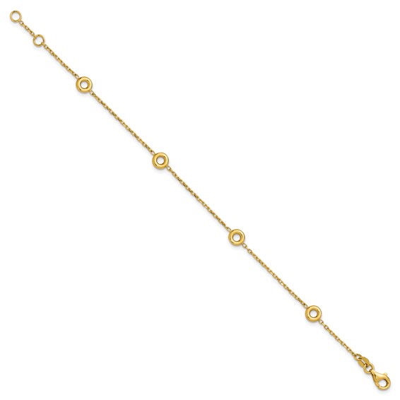 Leslie's 14K Polished Circle Station w/.5in Ext. Bracelet