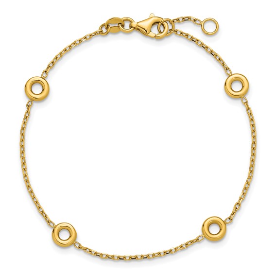 Leslie's 14K Polished Circle Station w/.5in Ext. Bracelet
