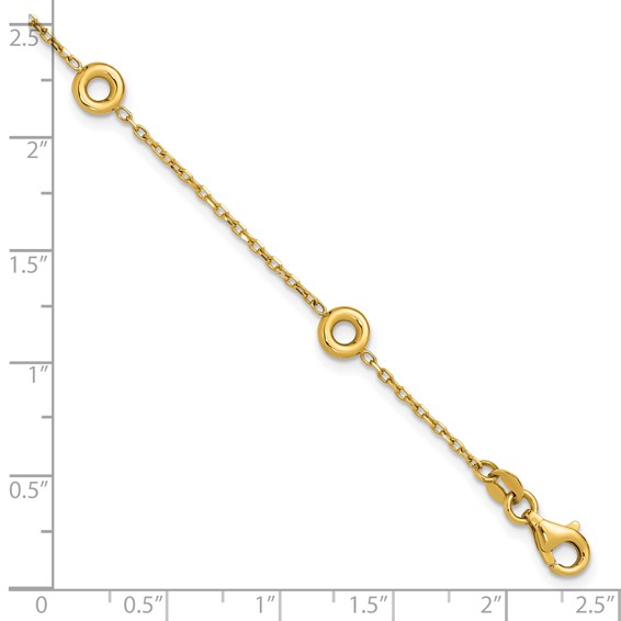 Leslie's 14K Polished Circle Station w/.5in Ext. Bracelet