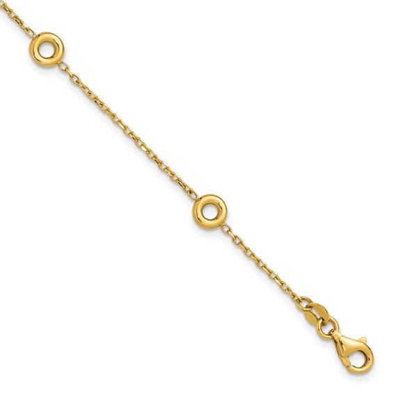 Leslie's 14K Polished Circle Station w/.5in Ext. Bracelet