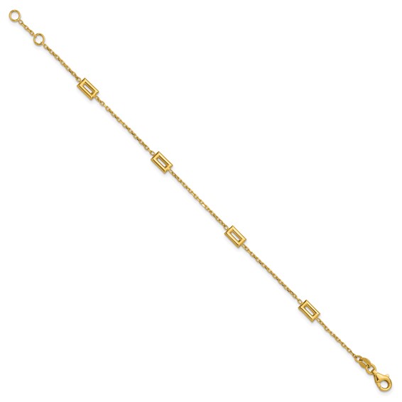Leslie's 14K Polished Rectangle Station w/.5in Ext. Bracelet