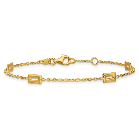 Leslie's 14K Polished Rectangle Station w/.5in Ext. Bracelet