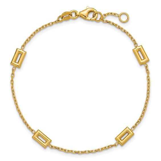 Leslie's 14K Polished Rectangle Station w/.5in Ext. Bracelet