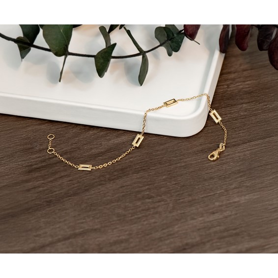 Leslie's 14K Polished Rectangle Station w/.5in Ext. Bracelet