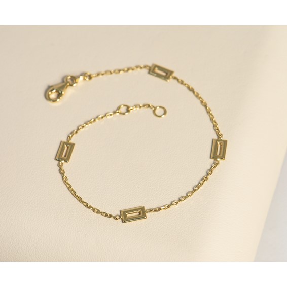 Leslie's 14K Polished Rectangle Station w/.5in Ext. Bracelet