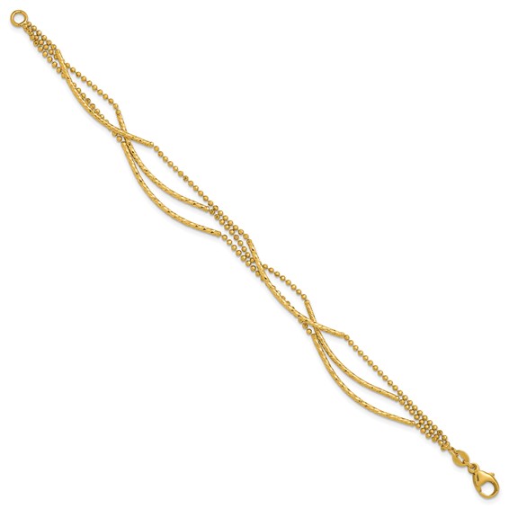 Leslie's 14K Polished and Diamond-cut 3-strand Bar Bracelet
