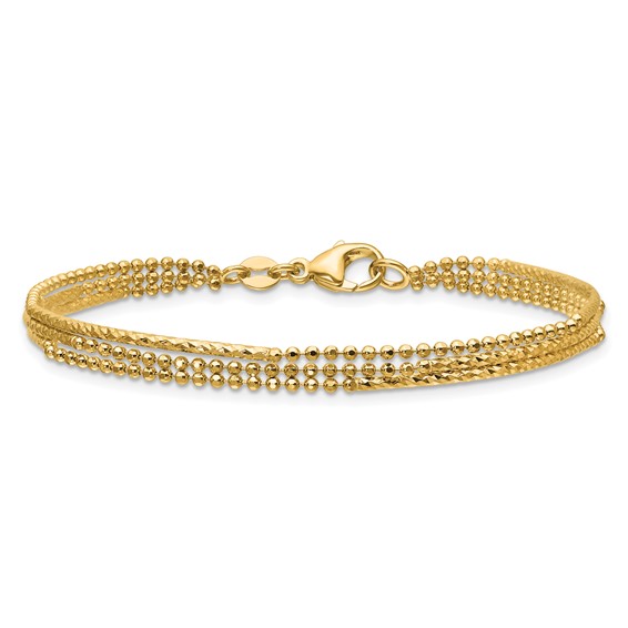 Leslie's 14K Polished and Diamond-cut 3-strand Bar Bracelet