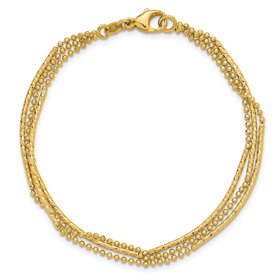Leslie's 14K Polished and Diamond-cut 3-strand Bar Bracelet