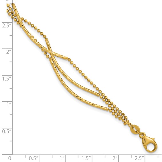 Leslie's 14K Polished and Diamond-cut 3-strand Bar Bracelet