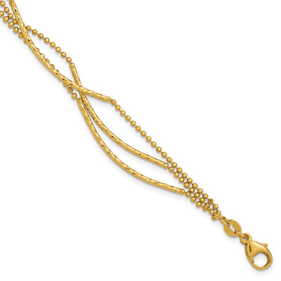 Leslie's 14K Polished and Diamond-cut 3-strand Bar Bracelet