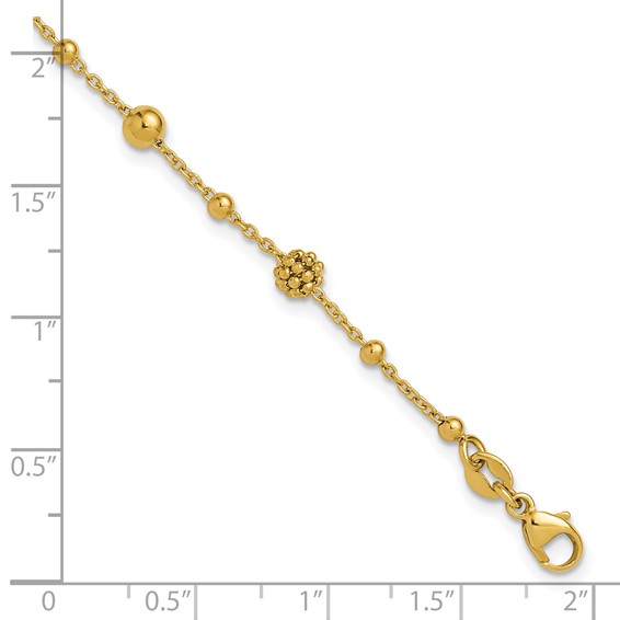 Leslie's 14K Polished Dia-cut Beaded w/ 1in ext. Bracelet