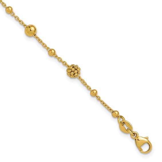 Leslie's 14K Polished Dia-cut Beaded w/ 1in ext. Bracelet