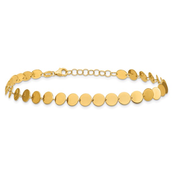 Leslie's 14K Polished Fancy Circle Disc w/1in ext. Bracelet