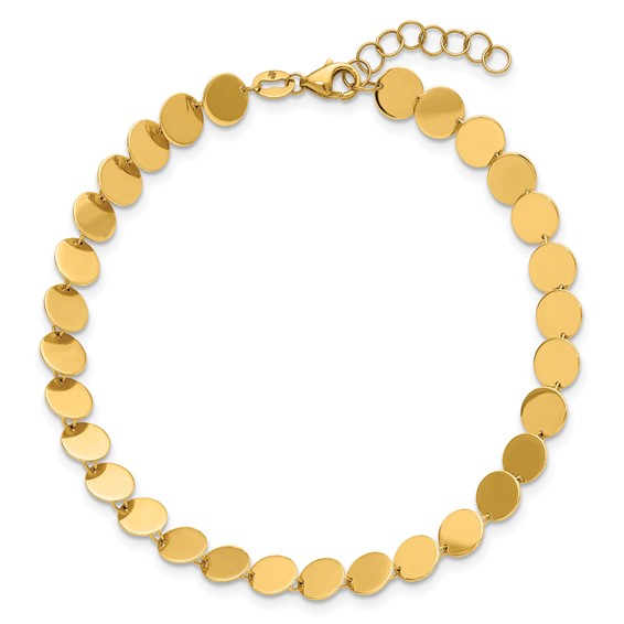 Leslie's 14K Polished Fancy Circle Disc w/1in ext. Bracelet