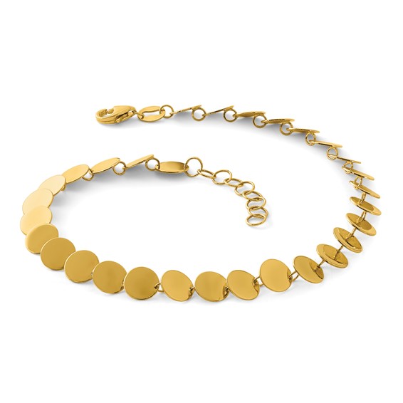 Leslie's 14K Polished Fancy Circle Disc w/1in ext. Bracelet