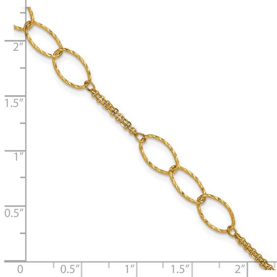 Leslie's 14K Polished Dia-cut  2-Strand Oval Links w/1in ext. Bracelet