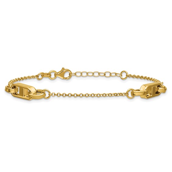 Leslie's 14K Polished Fancy Link w/1in ext. Bracelet