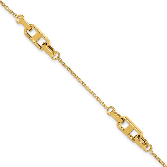 Leslie's 14K Polished Fancy Link w/1in ext. Bracelet