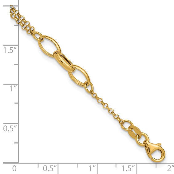Leslie's 14K Polished Fancy 2-Strand Oval Links w/1in ext. Bracelet