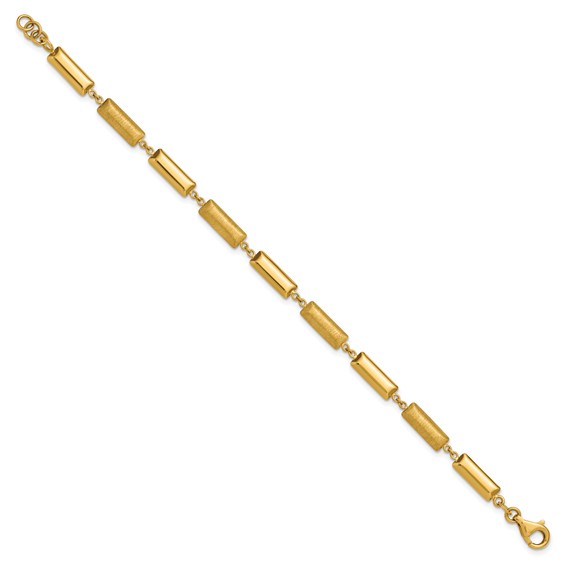 Leslie's 14K Polished and Brushed Fancy Bar Links w/.5in ext. Bracelet