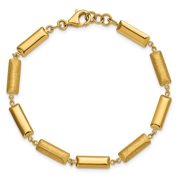 Leslie's 14K Polished and Brushed Fancy Bar Links w/.5in ext. Bracelet