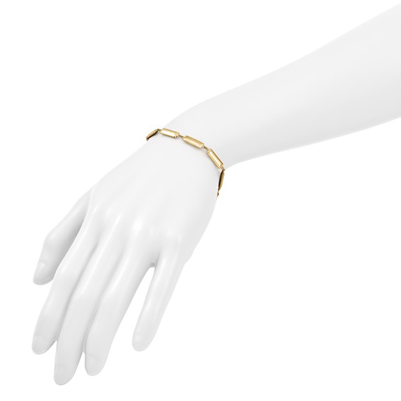 Leslie's 14K Polished and Brushed Fancy Bar Links w/.5in ext. Bracelet