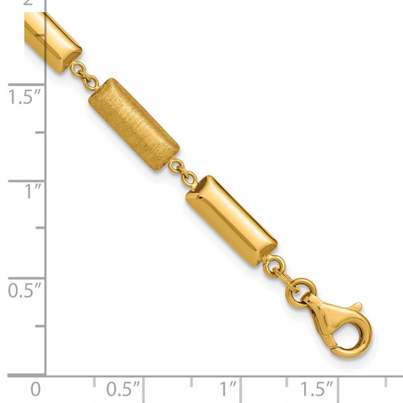 Leslie's 14K Polished and Brushed Fancy Bar Links w/.5in ext. Bracelet