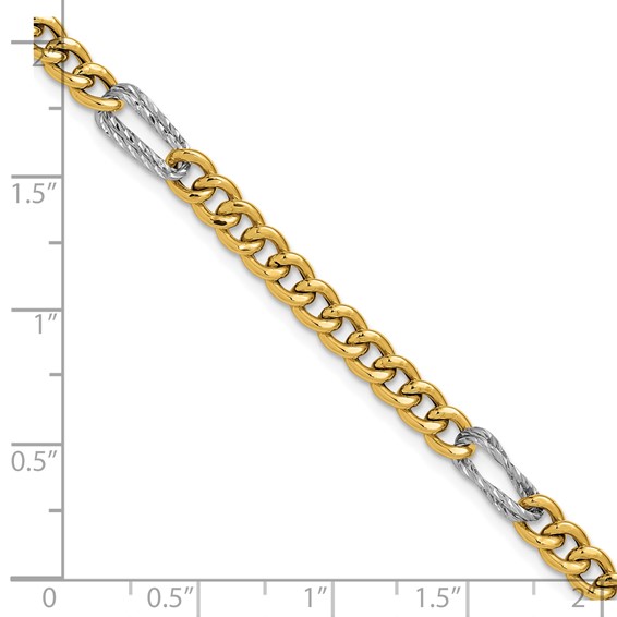 Leslie's 14K Two-tone Polished / DC Fancy Link w/1in ext. Bracelet