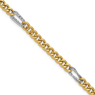 Leslie's 14K Two-tone Polished / DC Fancy Link w/1in ext. Bracelet
