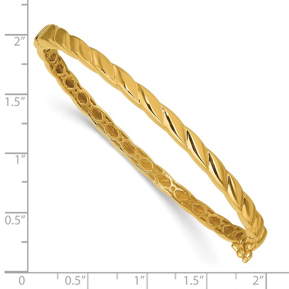 Leslie's 14K Polished Grooved Hinged Bangle