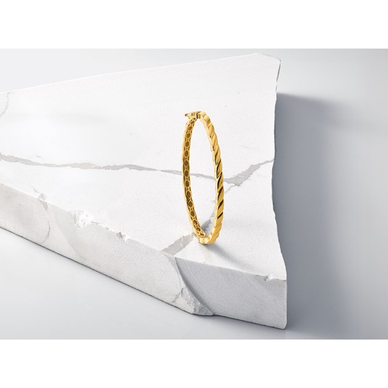 Leslie's 14K Polished Grooved Hinged Bangle