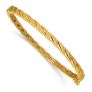 Leslie's 14K Polished Grooved Hinged Bangle